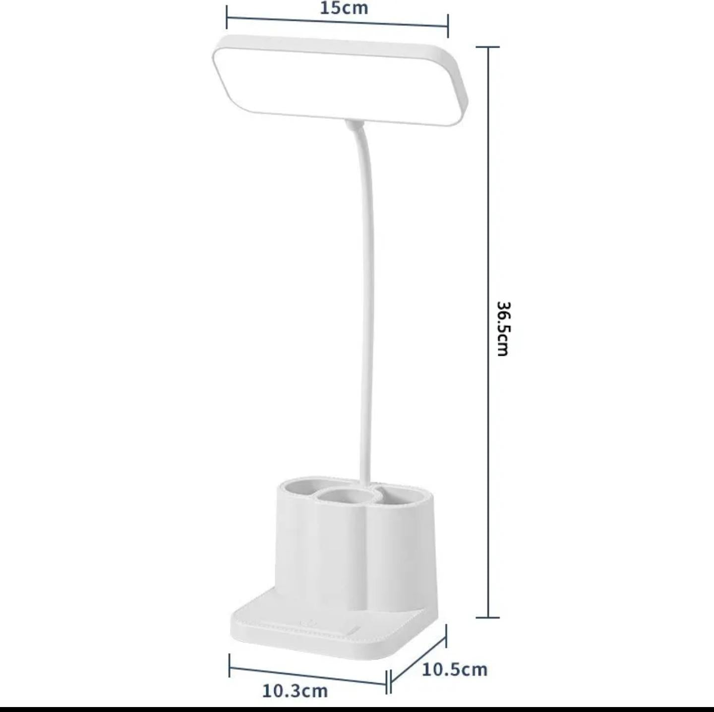 LED Desk Lamp with Phone Holder & Pen Organizer – Eye-Care Study Table Lamp