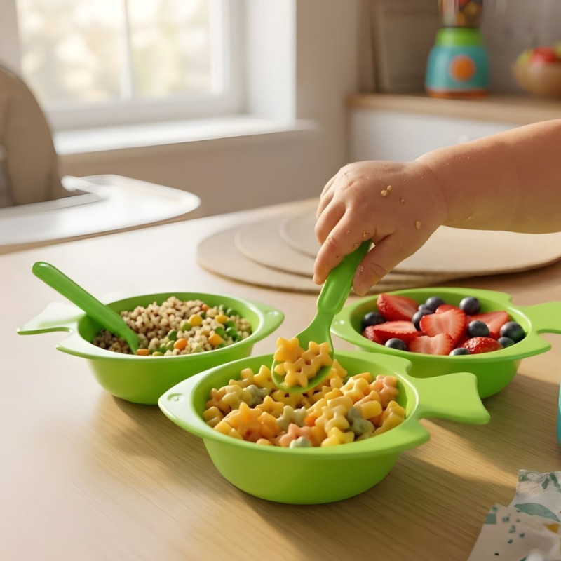 3-Piece Kids Feeding Bowl Set with 1 Spoons & 1 Fork