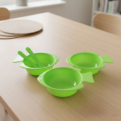 3-Piece Kids Feeding Bowl Set with 1 Spoons & 1 Fork