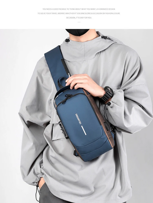 Anti-theft Crossbody Bag - USB Charging, Stylish Print & Zip Closure 4109