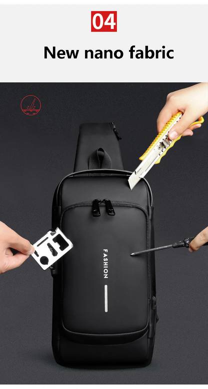 Anti-theft Crossbody Bag - USB Charging, Stylish Print & Zip Closure 4109