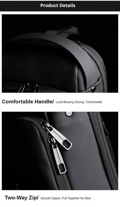 Anti-theft Crossbody Bag - USB Charging, Stylish Print & Zip Closure 4109