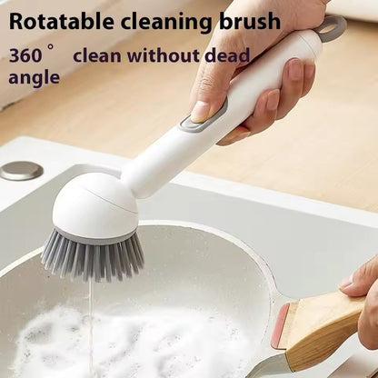 360° Rotating Dish Cleaning Brush with Soap Dispenser – Multi-Purpose Kitchen Scrub Brush