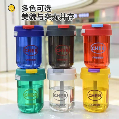 Net red straw plastic water cup student high-value cute portable small ton cup ( 330ml ) handy gift cup printed