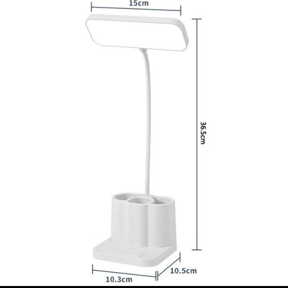 LED Desk Lamp with Phone Holder & Pen Organizer – Eye-Care Study Table Lamp