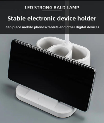 LED Desk Lamp with Phone Holder & Pen Organizer – Eye-Care Study Table Lamp