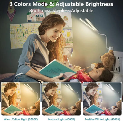 Modern Double-Head LED Desk Lamp – Adjustable Eye-Care Study & Office Light