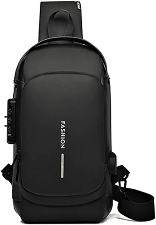 Anti-theft Crossbody Bag - USB Charging, Stylish Print & Zip Closure 4109