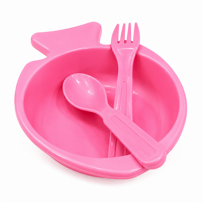 3-Piece Kids Feeding Bowl Set with 1 Spoons & 1 Fork