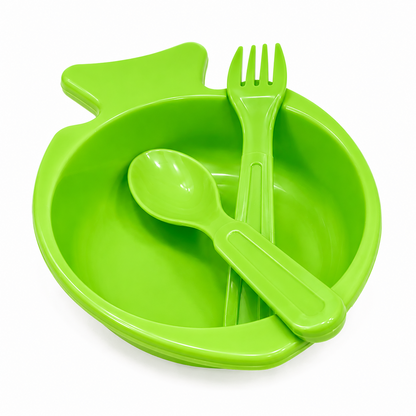 3-Piece Kids Feeding Bowl Set with 1 Spoons & 1 Fork